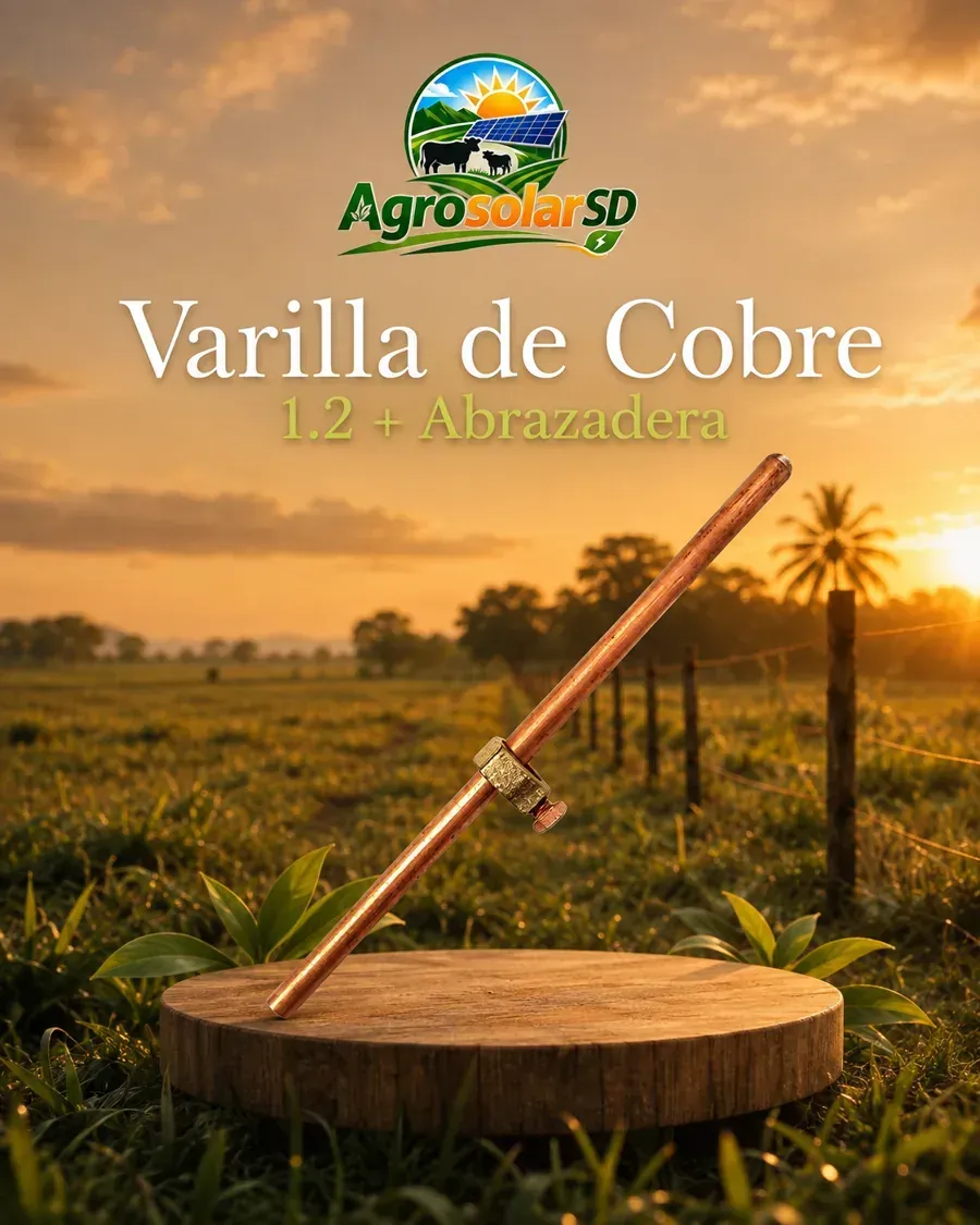 Varilla de cobre 1.20 m con abrazadera (puesta a tierra)